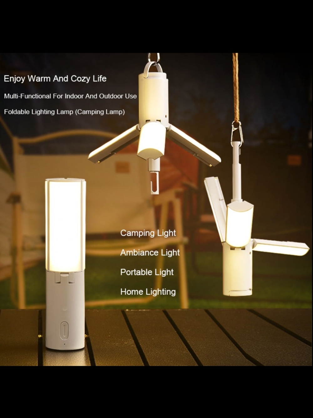 Multifonction Foldable Portable Camping Lantern - USB Charging    20 X 5x5 Cm